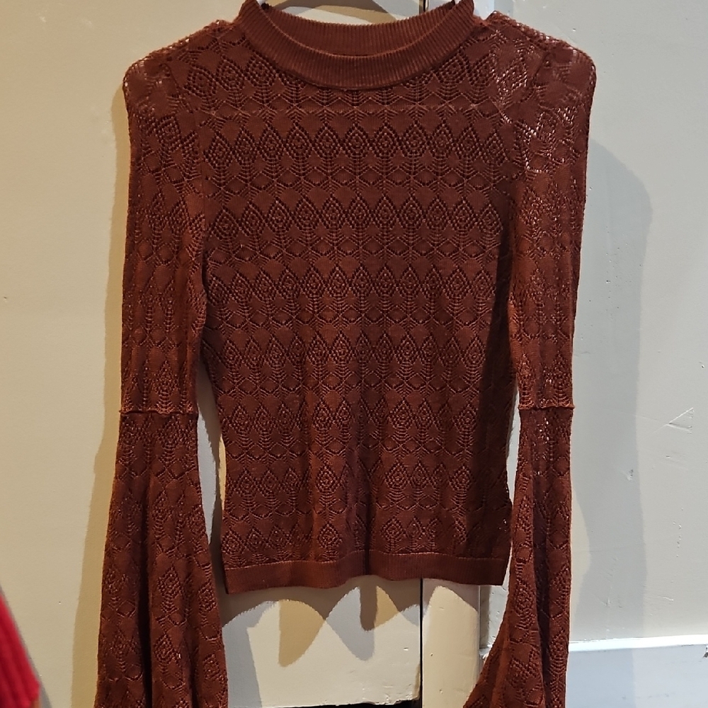 Shyanne Crochet Knit Top - Burnt Orange